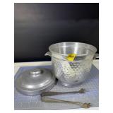 Vtg Nasco Italy Hammered Aluminum Ice Bucket Set