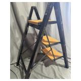 Modern 3 Step Folding Ladder Wood Grain Stool