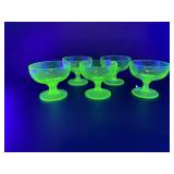 Vintage Green Vaseline Uranium Sherbet Cups Lot