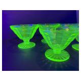Anchor Hocking Block Optic Green Uranium Glass Lot