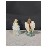 Vtg Ceramic Guardian Angel & Praying Madonna Set