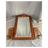 Vintage Wood Wall Mirror & Sconces Decor Lot