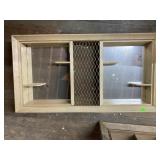 Wood Wall Display Shelf With Mesh Panel