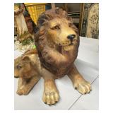 Lion and Cub Painted Resin Statue