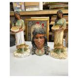 Native American Chief Bust and Figures Lot
