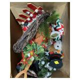 Christmas Holiday Decor and Snowman Wreath Lot