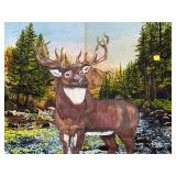 Whitetail Deer Stream Scenic Velvet Wall Hanging