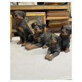 Rottweiler Dog Painted Resin Statues Lot of 4