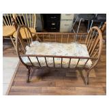 Antique Wooden Baby Cradle for Display Decor Only