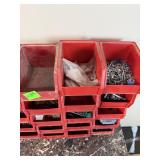 Plastic Stacking Hardware Bins Filled with Fastene