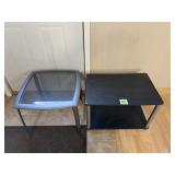 Modern Glass Top & 2-Tier Black End Tables Lot