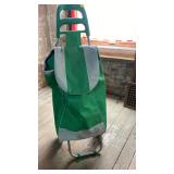 Green and Gray Rolling Shopping Cart Nylon Bag