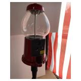 Vintage Red Gumball Machine on Cast Iron Stand