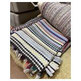 Woven Rag Rugs and Quilt Fabric Estate Lot
