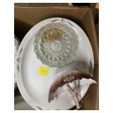 Ceramic Serving Platters and Pressed Glass Lot