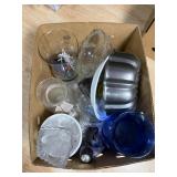 Assorted Glass Vases Bundt Pan and Kitchenware