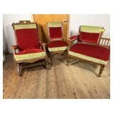 Victorian Carved Walnut Parlor Chairs Set of 3