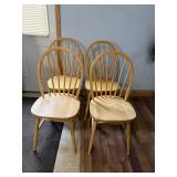 Set of four Windsor style dining chairs in a light