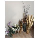 Artificial Floral Arrangements & Floor Vases Lot