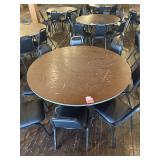 5' Round Folding Table w/ 8 Black Padded Chairs