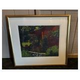 Framed Garden Cottage Landscape Art Print