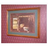 Framed Rustic Interior Barn Scene Print