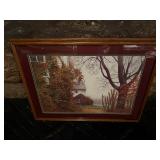 Framed Autumn Farmhouse Print - 27.5' x 21'