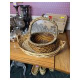 2-Pc Woven Rattan Tray & Basket