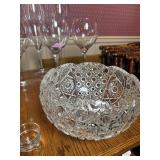 L.E. Smith Punch Bowl & 30 Libbey Cups