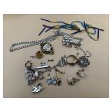 Assorted Costume Jewelry Brooch Earring and Chain