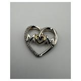 14K Gold & 925 Silver Mom Heart Pendant 2.17g