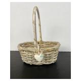 Woven Easter Flower Basket Satin Wrapped Handle