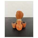 Vintage Flocked Dog Figurine Planter Hong Kong