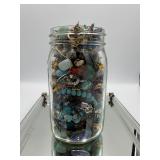 Mason Jar Mixed Costume Jewelry and Novelty Lot