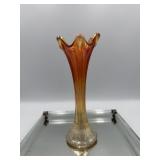 Marigold Carnival Glass Swung Trumpet Vase