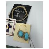 Assorted Costume Jewelry Locket Pins and Earrings