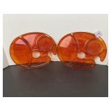 Snack-Master Amber Plastic Party Trays Pair