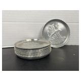 Mallard Duck Hammered Aluminum Coasters Set of 8