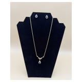 Gold-Tone Black Faceted Stone Necklace & Earring S
