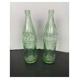 Coca-Cola Green Glass 26 oz Bottles Pair