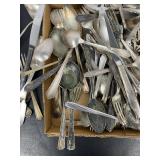 Large Box Lot Mixed Silver Plate Flatware
