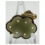 14K Gold Green Jade Infinite Knot Pendant 4.71g