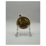 14K Gold Bezel 1998 200 Lire Coin Pendant 5.84g