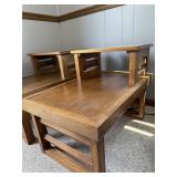 Mid Century Two Tier Step End Tables Oak Pair