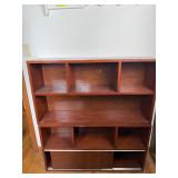 2pc Wood Stacking Bookcase Sliding Door Cabinets