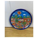 Hand-Painted Folk Art Clay Wall Plate