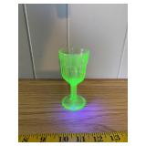 Green UV-Reactive Pressed Glass Goblet