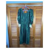 Handmade Emerald Taffeta Puff Sleeve Prom Dress