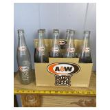 A&W Root Beer 1970s/80s Glass Bottles & Carrier