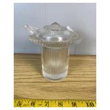 Pressed Glass Condiment Jar With Lid